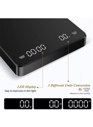 Digital Kitchen Scale Rechargeable， Coffee Scale with Timer - Digital Multifunction Weighing Scale with 3kg/0.1g High Precision - Pour Over Drip - Espresso Scale with Bright LCD Display,with Silicone Non-slip Pad,Black - view 5